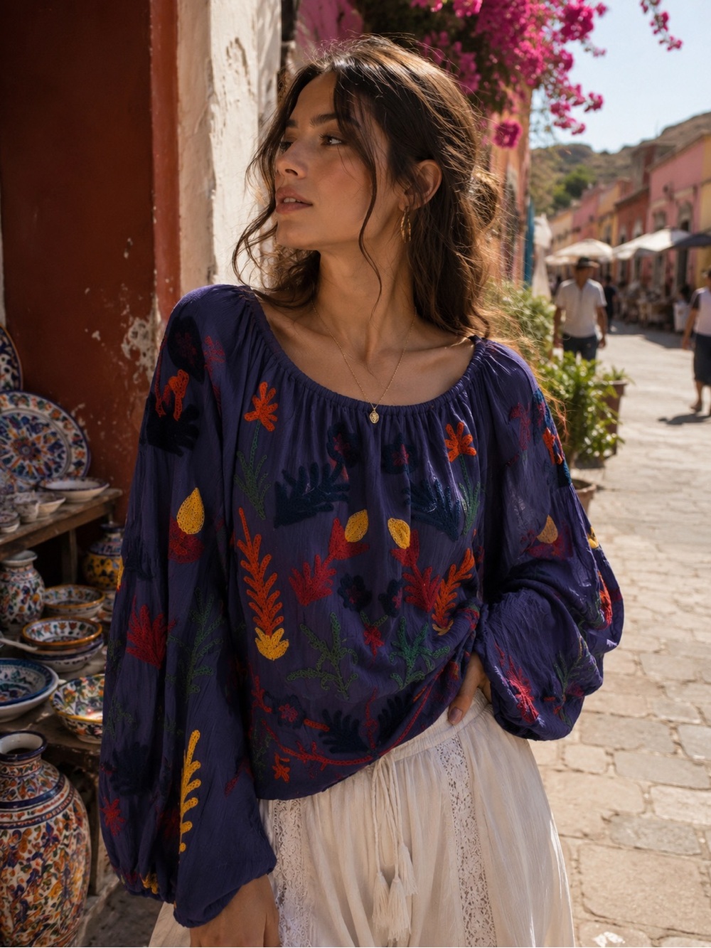 Laurie Felt Purple Floral Embroidered Detail Blouse Size 1X - Picture 1 of 11